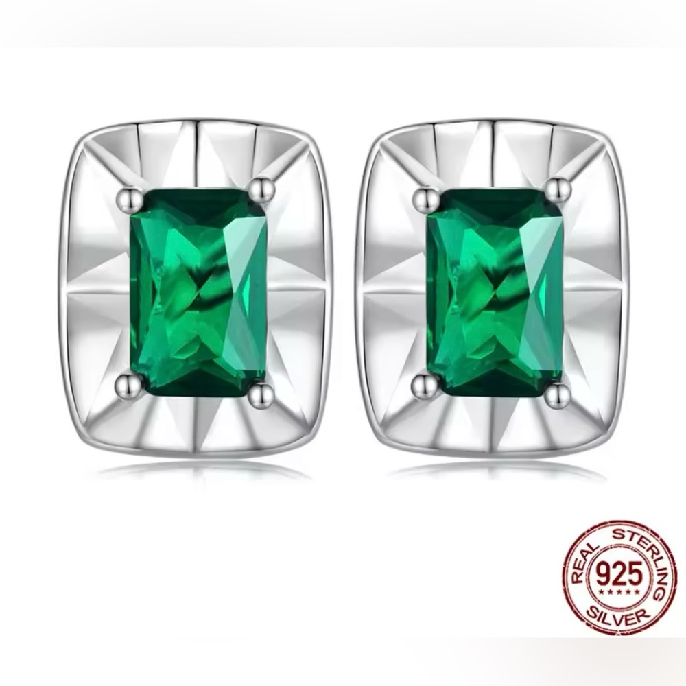 Emerald Green 925 Sterling Silver Earrings
